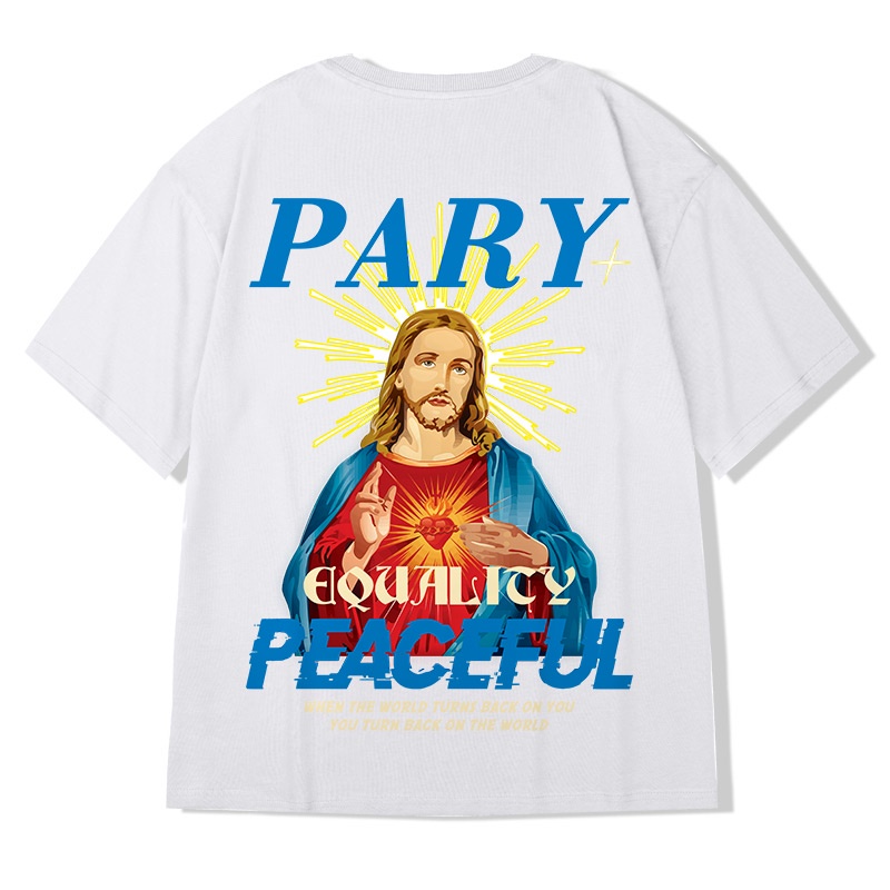 Áo thun tay ngắn cổ tròn in hình chúa Jesus phong cách hip hop đường phố thời trang mùa hè cho nam