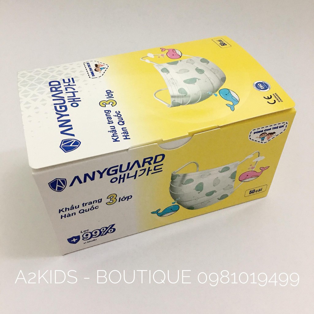 Khẩu trang cho bé Anyguard túi 10 cái và hộp 50 cái