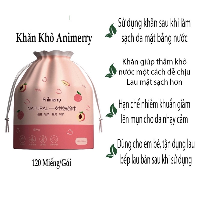 Khăn lau mặt dùng 1 lần lau khô lau ướt-khăn giấy cotton dùng 1 lần-Khăn đa năng Animerry-khăn tẩy trang