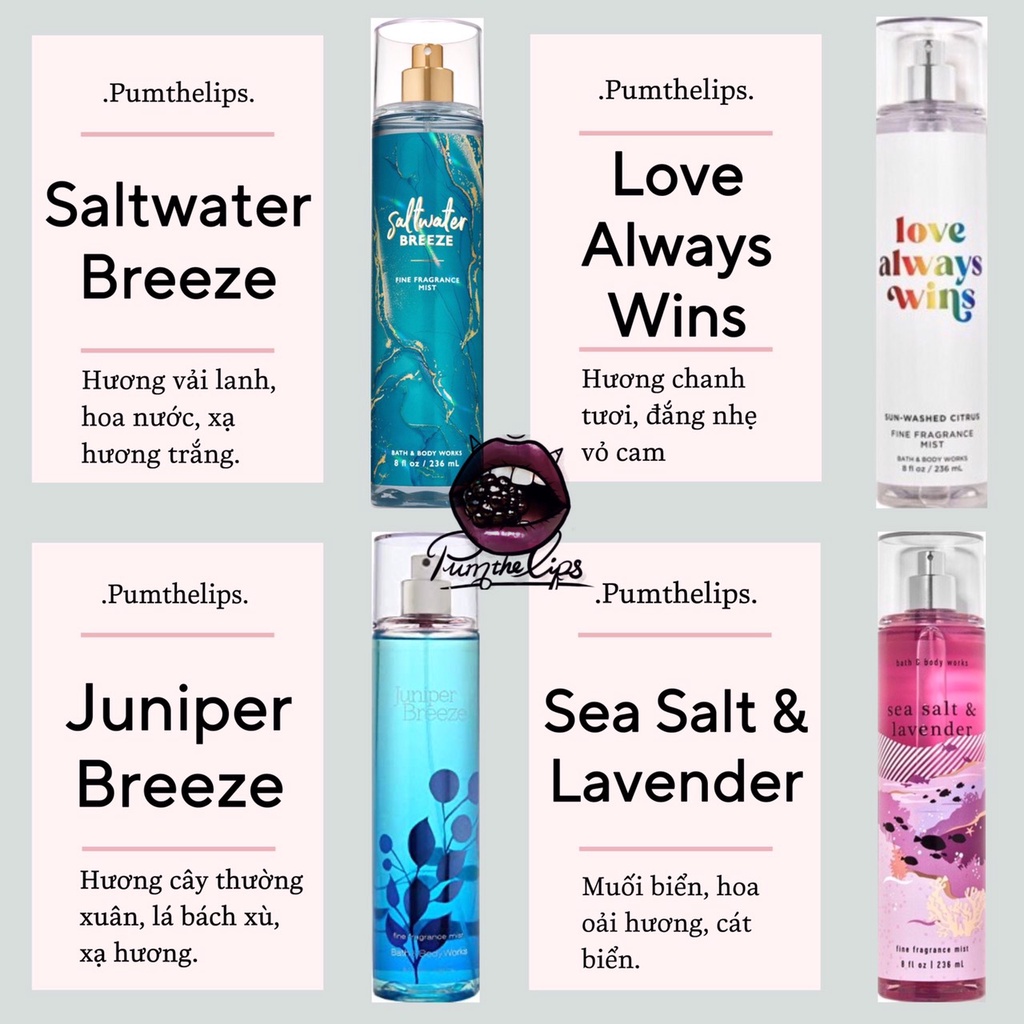 Xịt thơm Body Mist Bath and Body Works