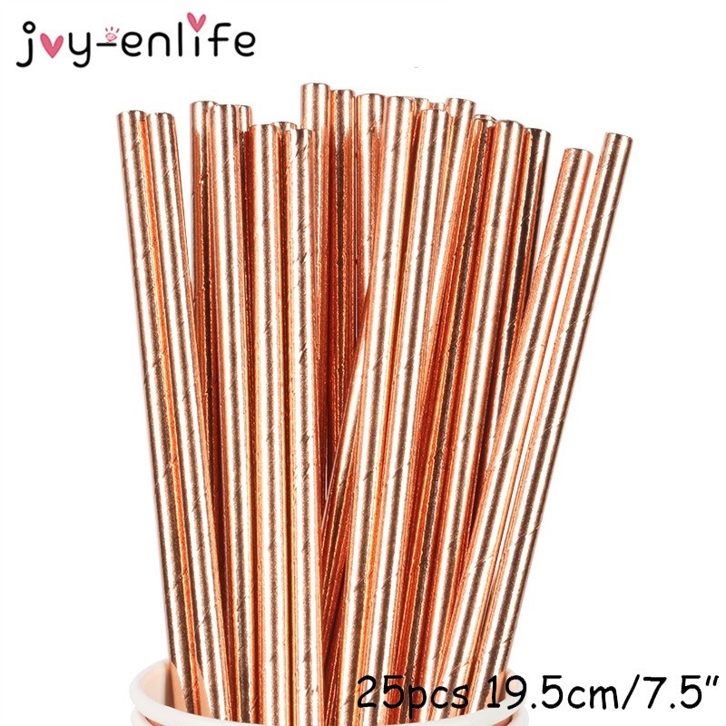 Bộ Dụng Cụ Ăn Uống Dùng Một Lần Màu Vàng Hồng Cao Cấp Kèm Ống Hút Trang Trí Tiệc Sinh Nhật Cho Người Lớn