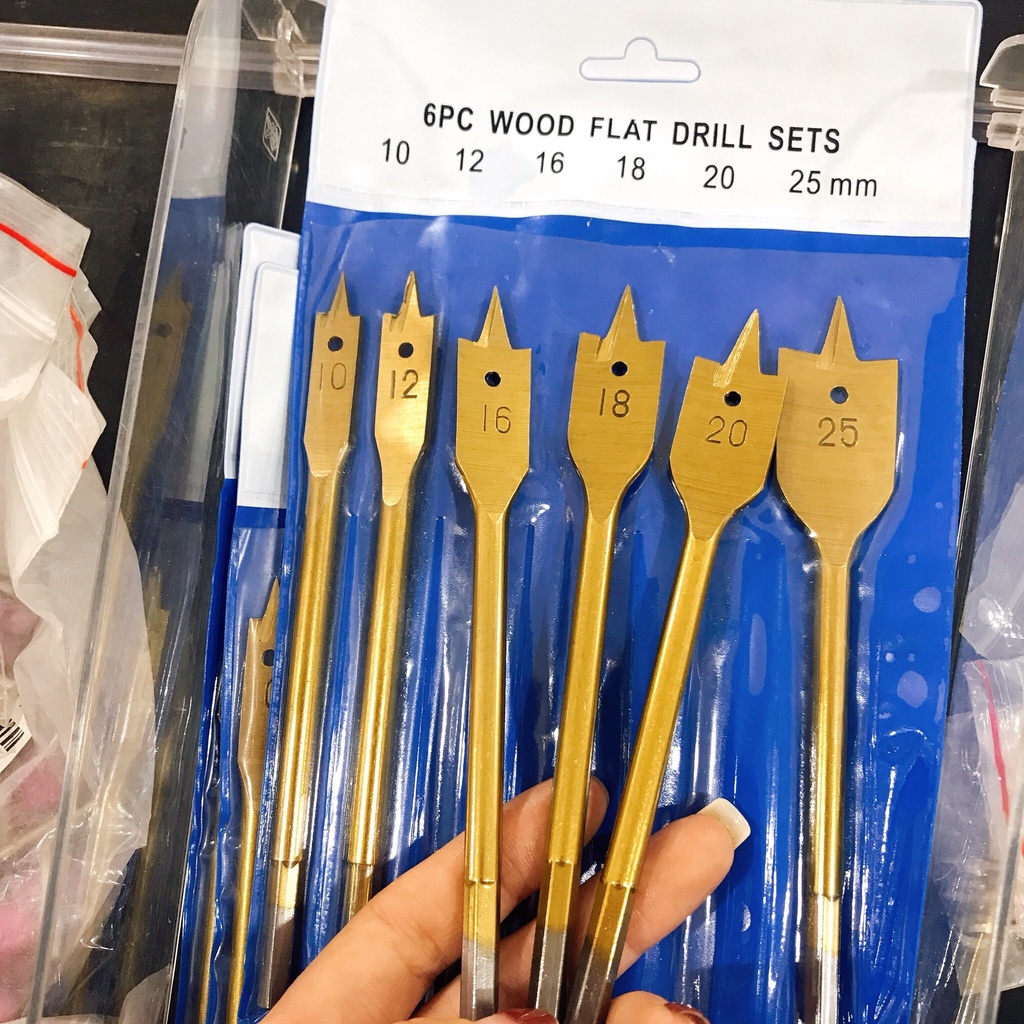 Bộ Khoét Lỗ Đuôi Cá 6 Cái Mạ Đồng - Bộ 6 Mũi Khoét Lỗ Gỗ Vinachi Chuyên Dùng Để Khoét Bản Lề Bật, Khoét Ổ Khóa Tủ.