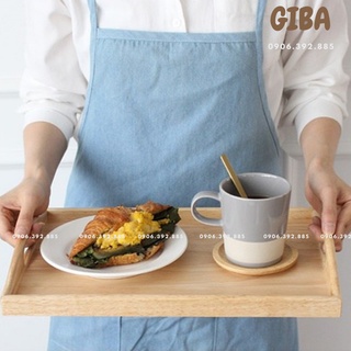 Khay gỗ đựng đồ ăn có tay cầm, Khay đựng trà bánh phụ kiện chụp ảnh decor món ăn Giba