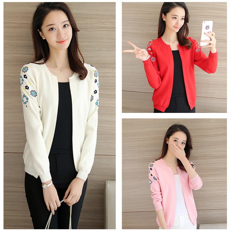 Áo khoác cardigan thêu hoa thời trang Hàn Quốc cho nữ