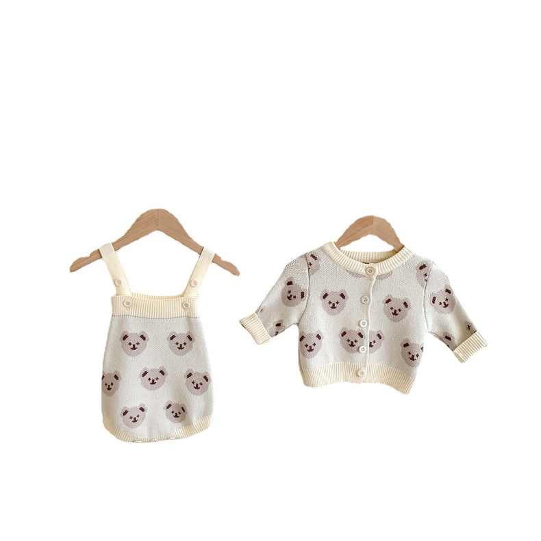 Bộ Áo Liền Quần In Hình Gấu Dễ Thương Cho Trẻ Sơ Sinh