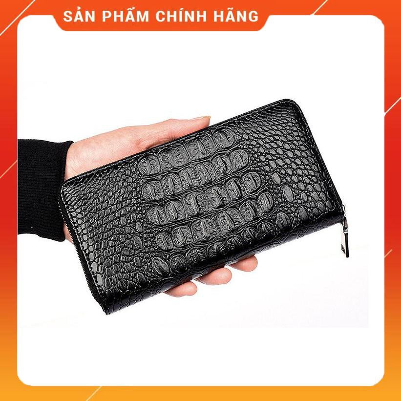 VÍ CẦM TAY NAM NỮ DA CAO CẤP DẬP VÂN CÁ SẤU,KÍCH THƯỚC 20X10X3 CM , CHỨA ĐIỆN THOẠI IPHONE PLUS, TIỀN,THẺ , ẢNH