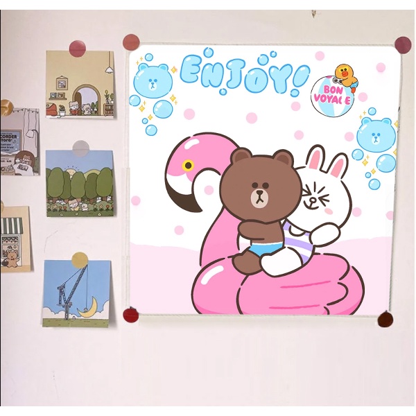 Tranh vải treo tường ba anh em gấu TVTT5 capoo bare bear molang gấu brown khủng long