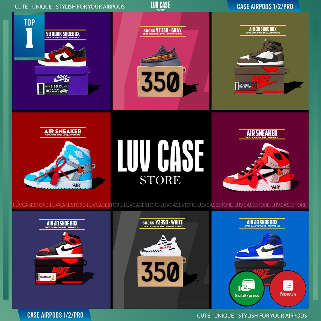 Case Airpods Bảo Vệ Bao Đựng Hộp Sạc Tai Nghe, Case Airpods 2/3/1/i7/i9/i12/Pro/TWS - Sillicone Giày Nike Chống Bám Bẩn