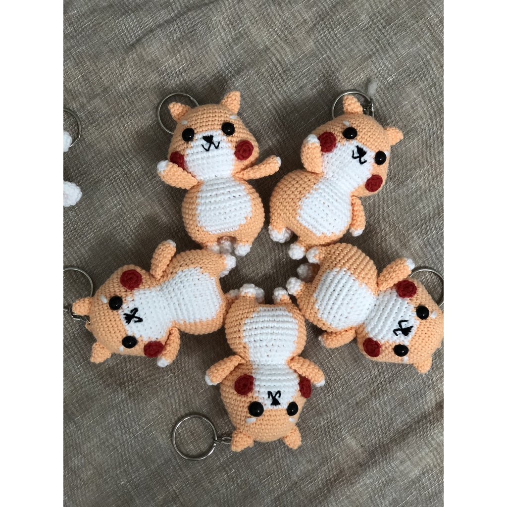 Móc khoá đầu các thú đáng yêu làm bằng len,móc len thú chibi nhồi bông đáng yêu gấu thỏ mèo quà tặng handmade tự làm