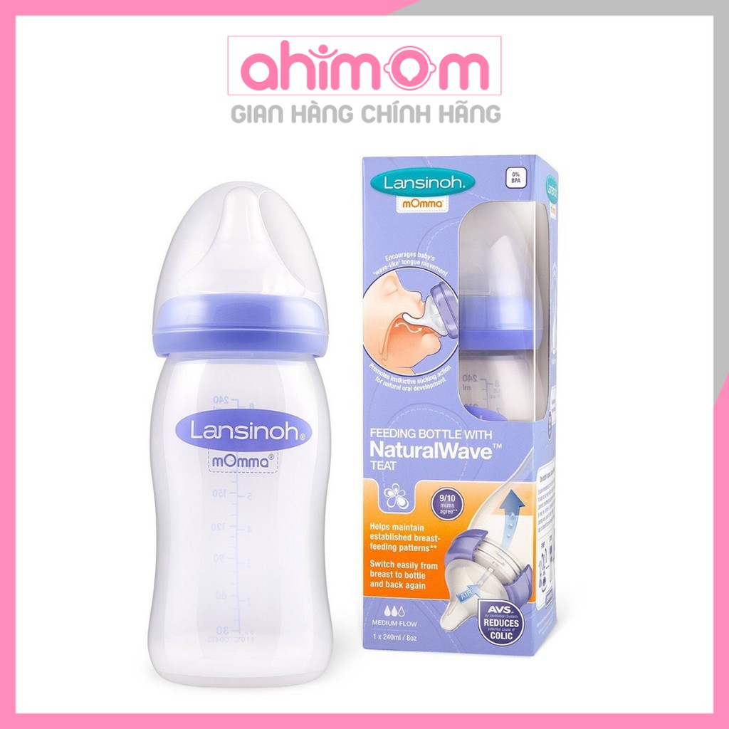 Bình sữa lansinoh - bình sữa cho bé hàng nguyên hộp (160ml/240ml) - Ahimom