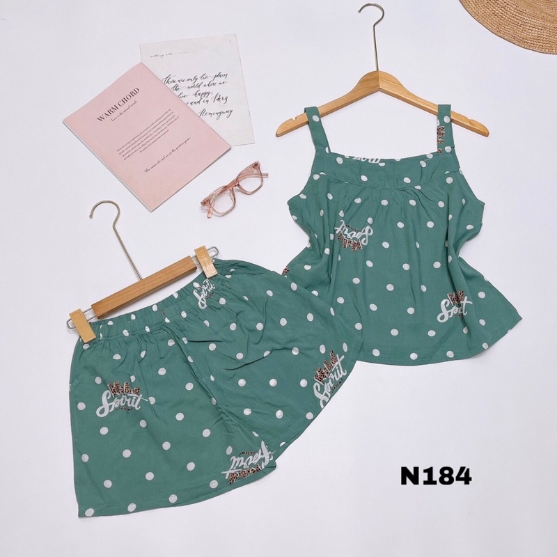 Đồ Bộ Mặc Nhà Quần Ngắn Áo Dây Tole Lanh VNXK