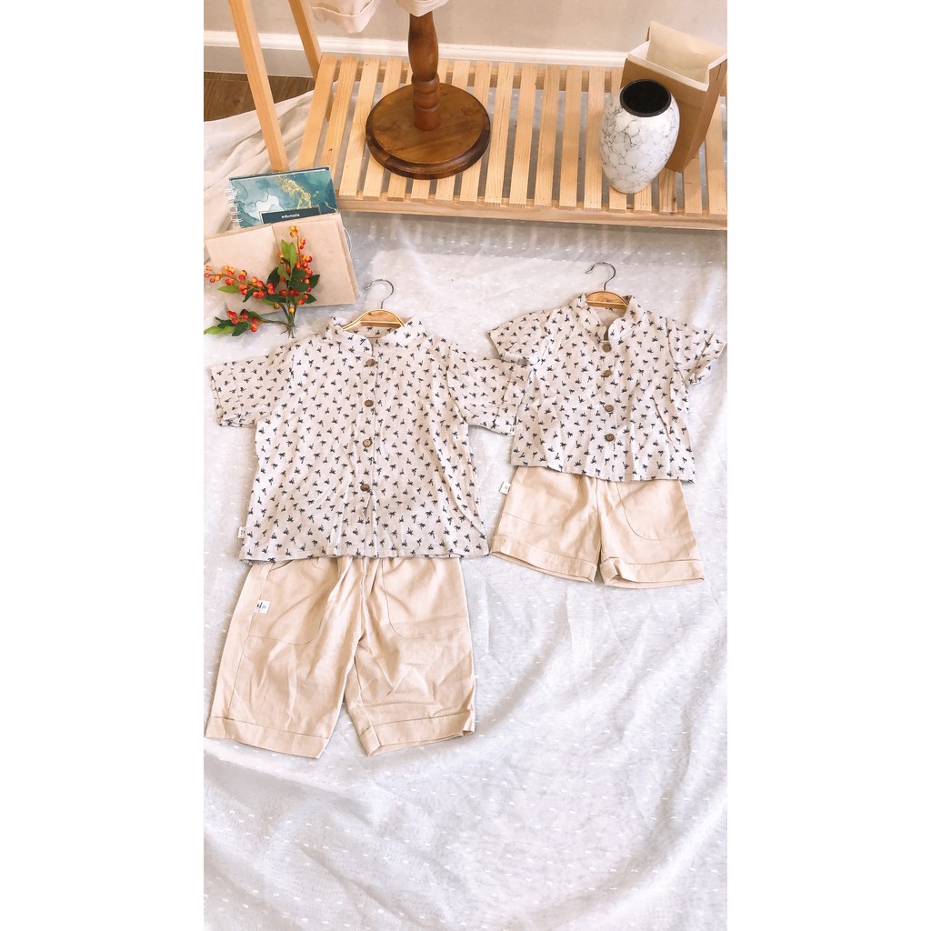 Set quần áo cộc tay bé trai - Vải Linen thoáng mát, thấm hút mồ hôi - Hàng thiết kế chính hãng cao cấp