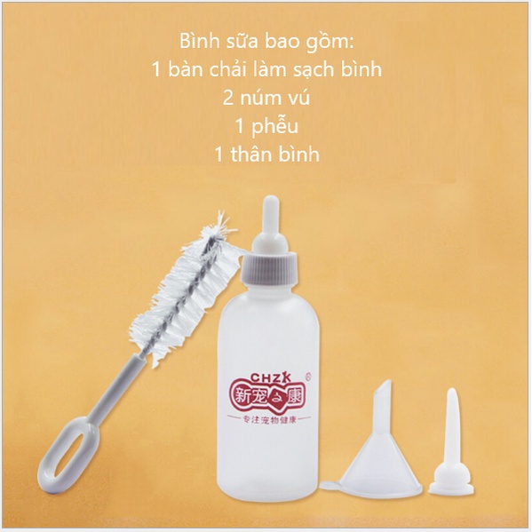 [HCM] Bình ti sữa cho chó mèo sơ sinh 60ml (bộ 4 món)