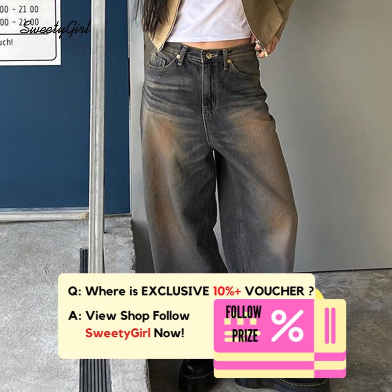 Quần Jean Dài Dáng Rộng Lưng Cao Màu Trơn Phối Túi Thời Trang 2022 Cho Nữ