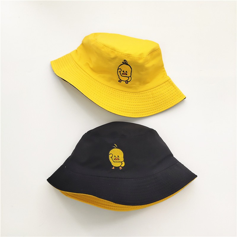 Nón tai bèo hai mặt họa tiết vịt vàng nhỏ phong cách Nhật Bản thời trang thu xuân dễ phối đồ dành cho nam và nữ