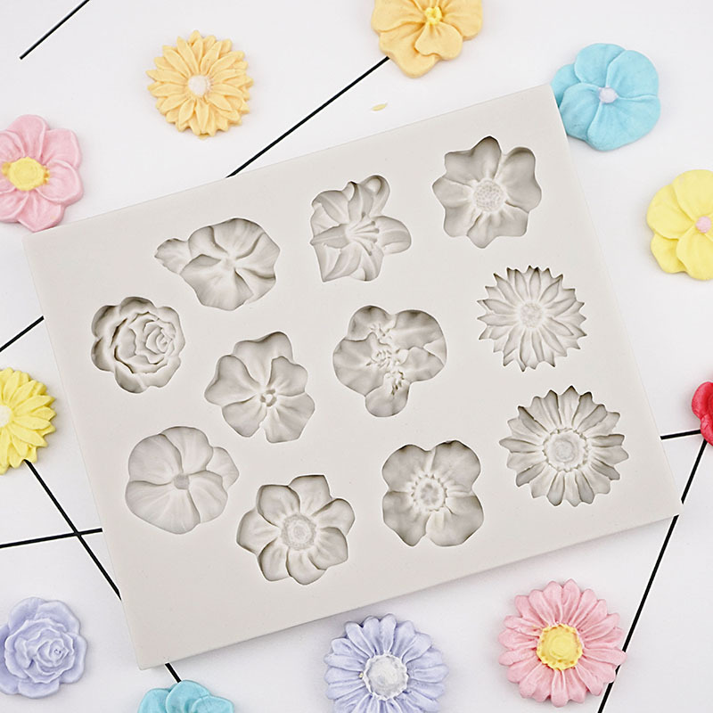 Khuôn Silicone ANAEAT Làm Bánh Sô Cô La Trang Trí DIY Tạo Hình Hoa Hồng/Hoa Hướng Dương