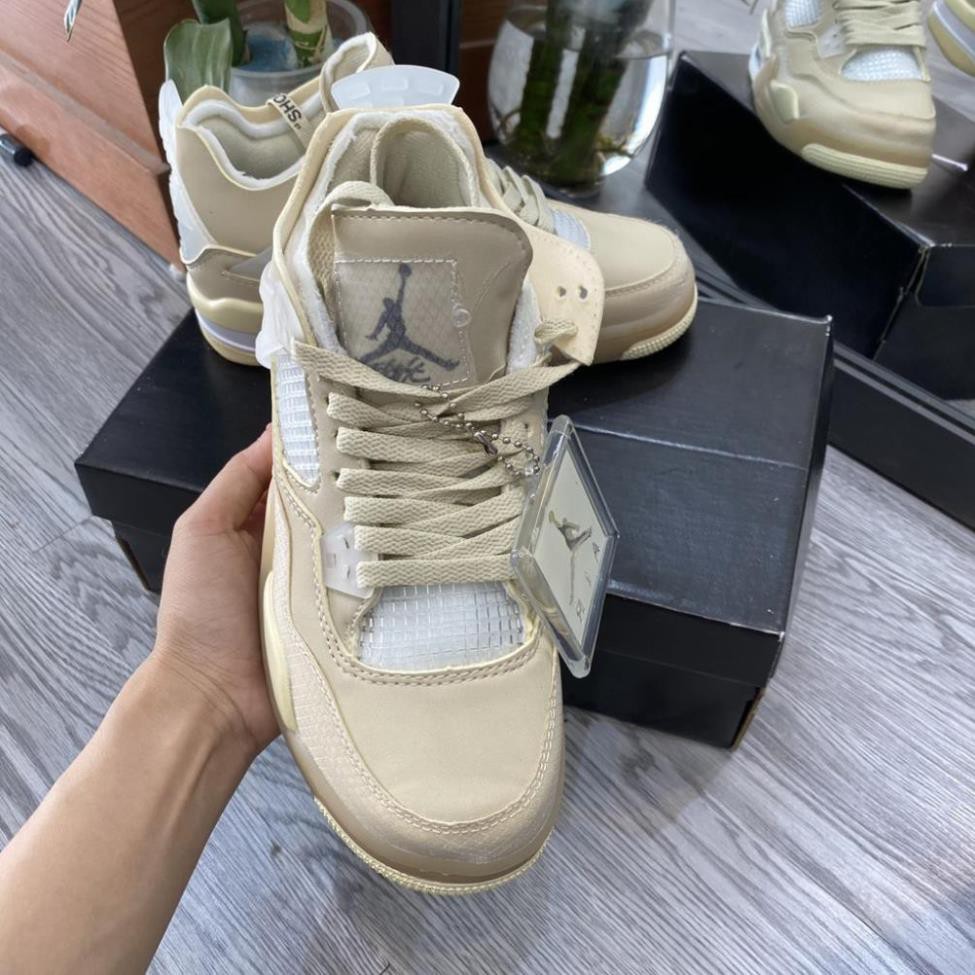 Giày Thể Thao Jd4,Giày Sneaker Jordan 4 sữa off white vnxk mới nhất,hót nhẩt