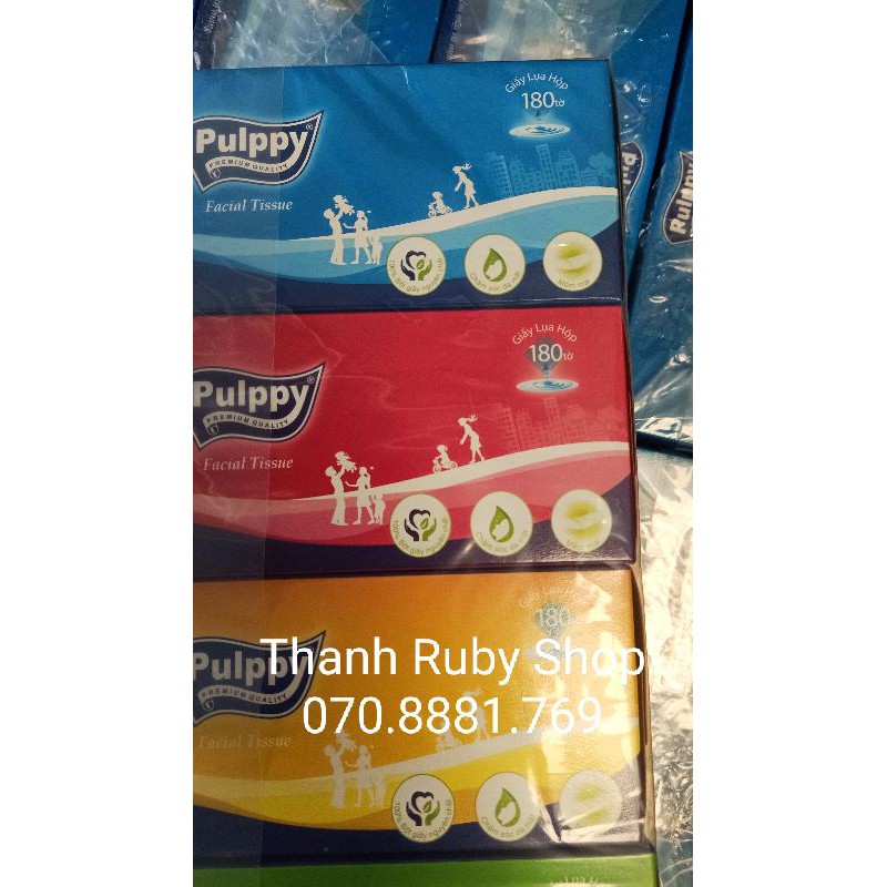 Giấy pulppy rút 180 tờ - 1 hộp lẽ dai mềm mịn sạch