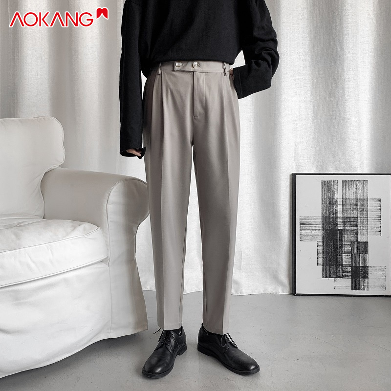 Quần tây AOKANG ống đứng dáng rộng thời trang thu đông phong cách Hàn Quốc cho nam