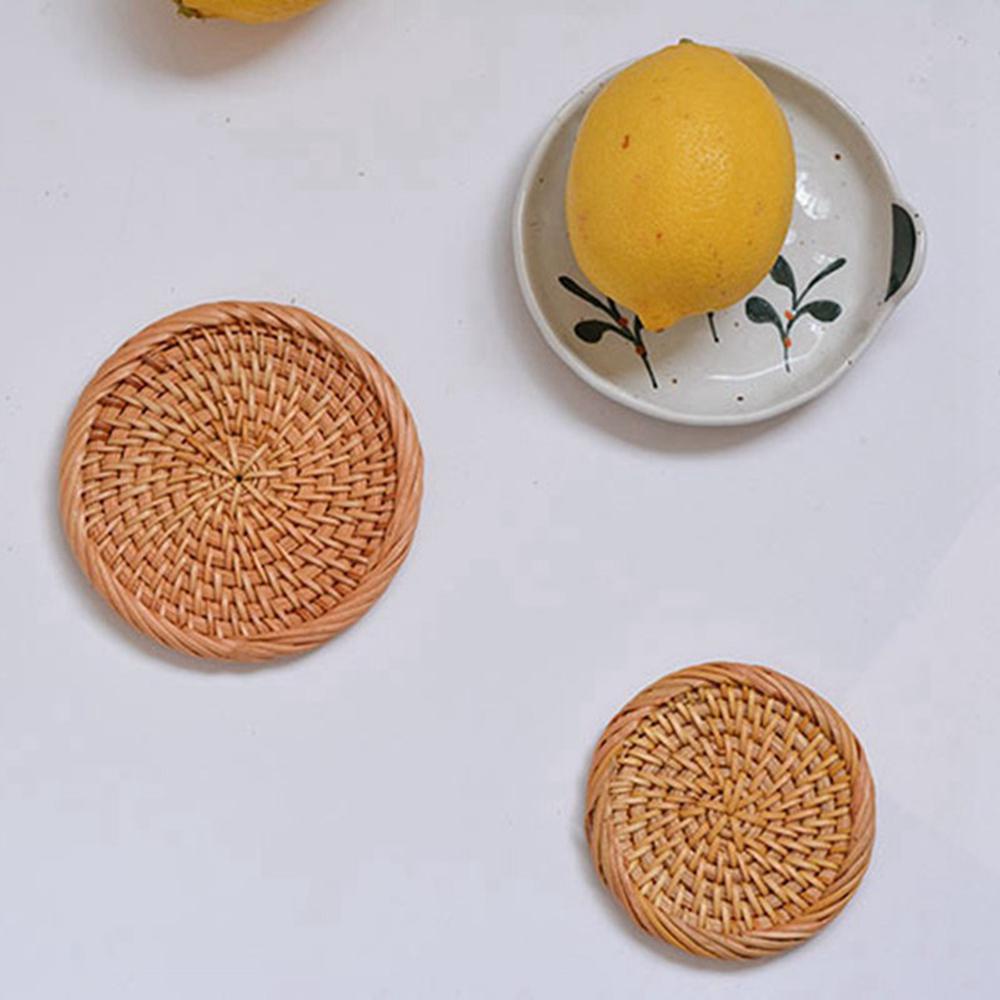 Tấm Lót Ly Bằng Mây Đan Cách Nhiệt Tự Nhiên Tiện Dụng Cho Nhà Bếp