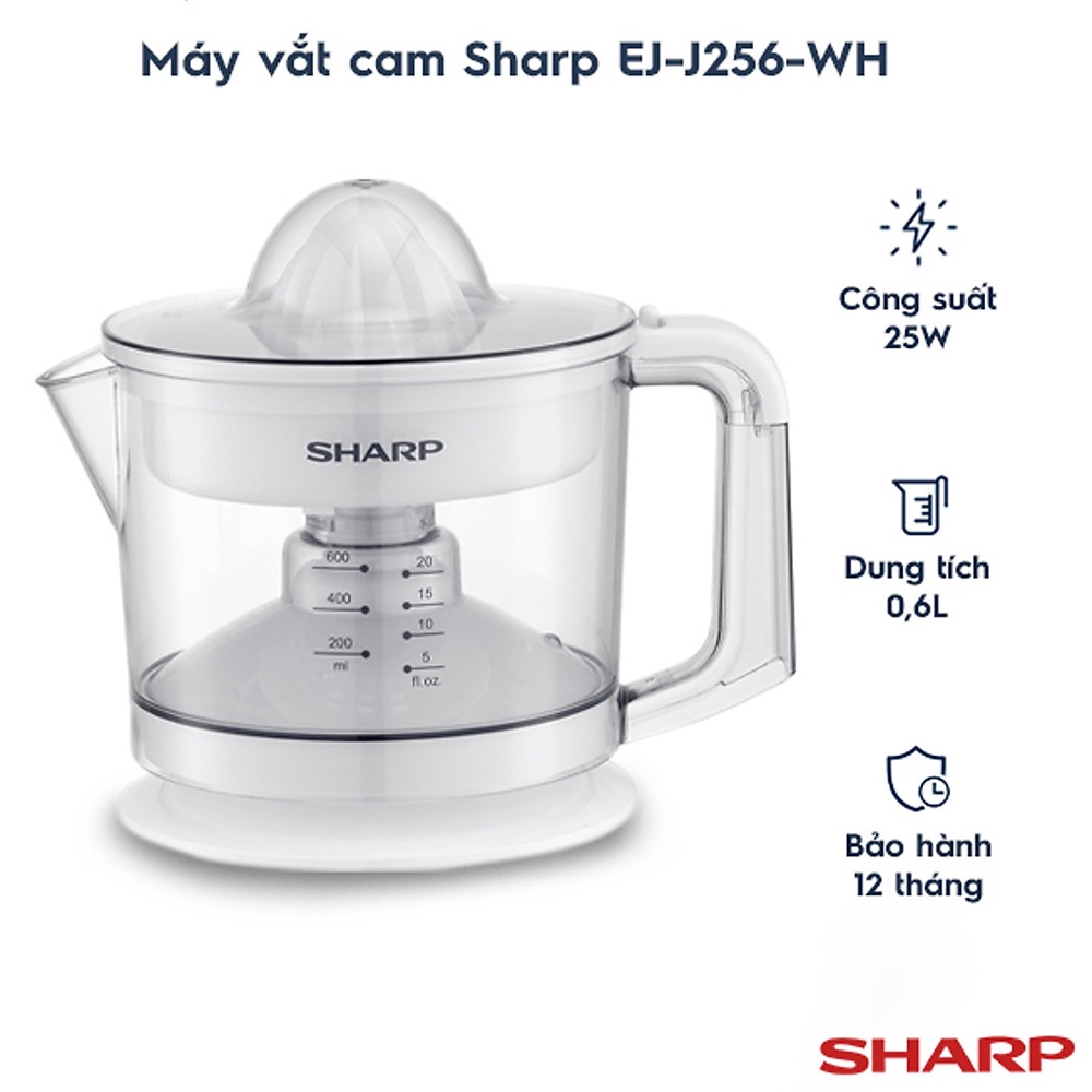 Máy Vắt Cam Sharp Công suất 25-40W, Dung Tích 0.6-1.5 Lít – Phân Phối Chính Hãng – Bảo Hành 12 Tháng Toàn Quốc