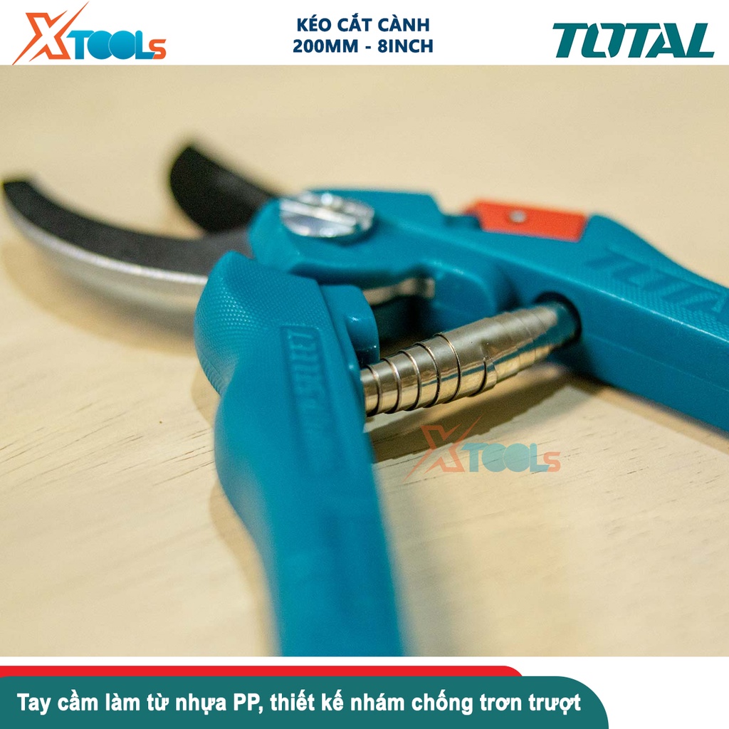 Kéo cắt cành TOTAL THT0201, kích thước 8inch-200mm, lưỡi kéo được làm từ thép carbon 55# cực sắc bén- CHÍNH HÃNG- XTOOLS