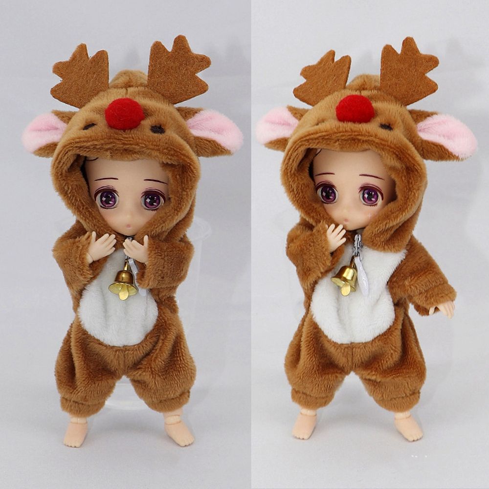 Bộ đồ ngủ vải lông cừu nỉ mềm mại thiết kế nhân vật hoạt hình đáng yêu cho búp bê 25cm tỉ lệ 1/12 DIY