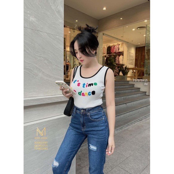 Áo len ba lỗ chữ xù năng động