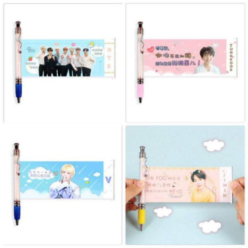 Bút bi BTS, bút kéo ảnh
