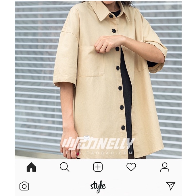 [SẴN HÀNG] Áo sơ mi đủ size NELLY 2 màu (rêu - be) | BigBuy360 - bigbuy360.vn