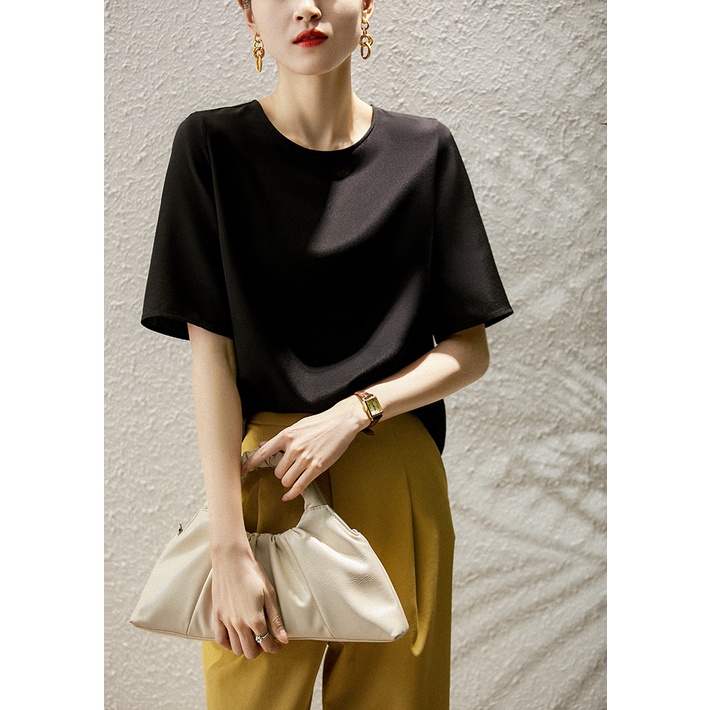 Syc Đa Năng581653Mg Áo Thun Lụa Crepe Thẳng Co Giãn Nhẹ Nhàng Mùa Hè Ý HC