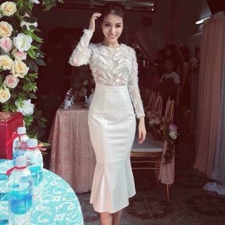 ĐẦM DỰ TIỆC BODY REN ĐUÔI CÁ DÀI TAY CAO CẤP