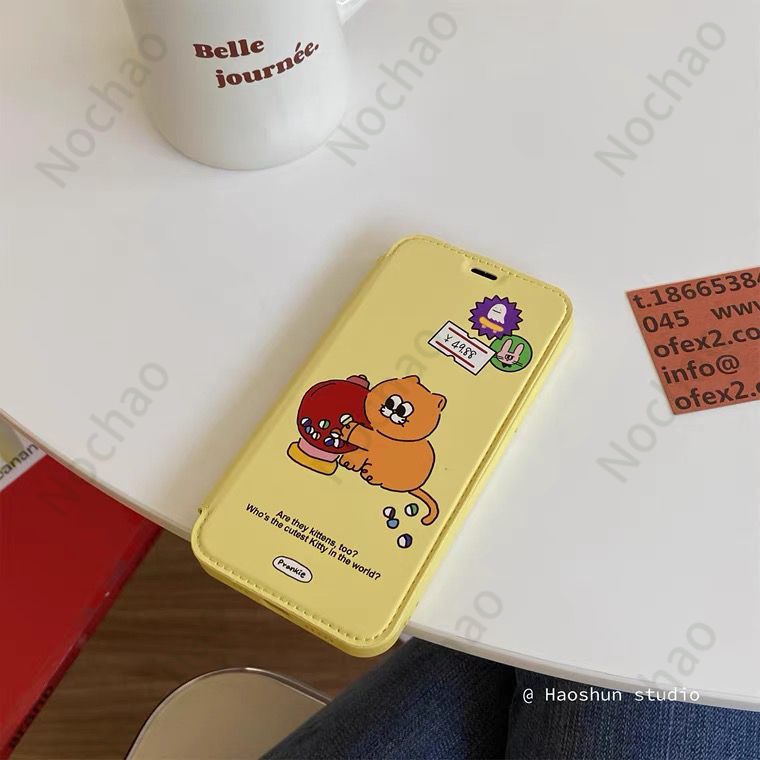 Bao Da Điện Thoại Nắp Lật In Hình Mèo Kitty Cho Iphone 13 12pro 11 XR Max 7 8plus