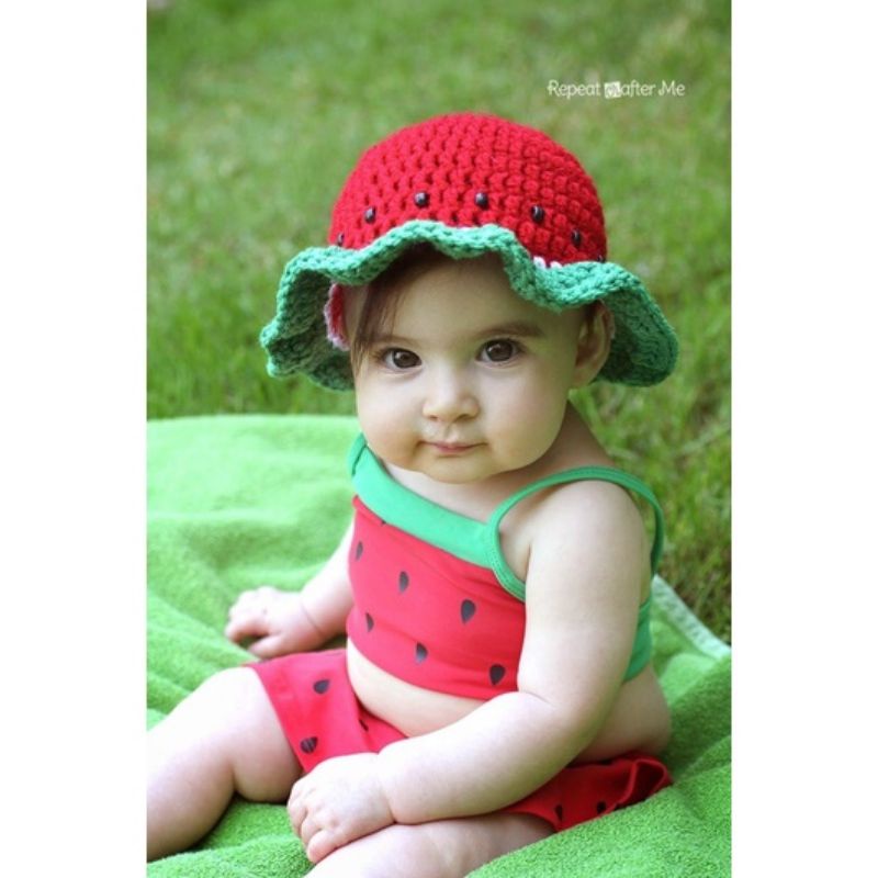 Nón len dưa hấu handmade làm theo yêu cầu cho cả người lớn và trẻ em- Watermelon Hat Craft