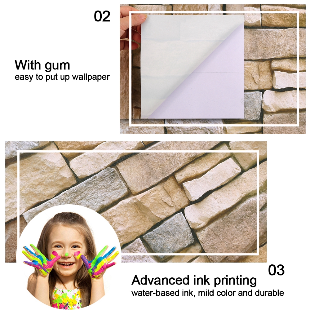 Giấy Dán Tường 3d Giả Gạch Đá Phong Cách Cổ Điển