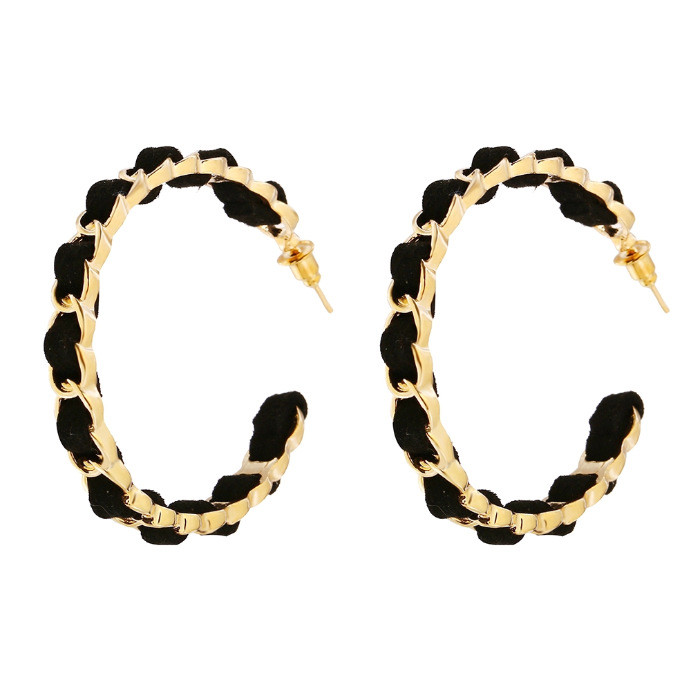 Đôi khuyên tai hình tròn màu đen phong cách vintage đơn giản thanh lịch