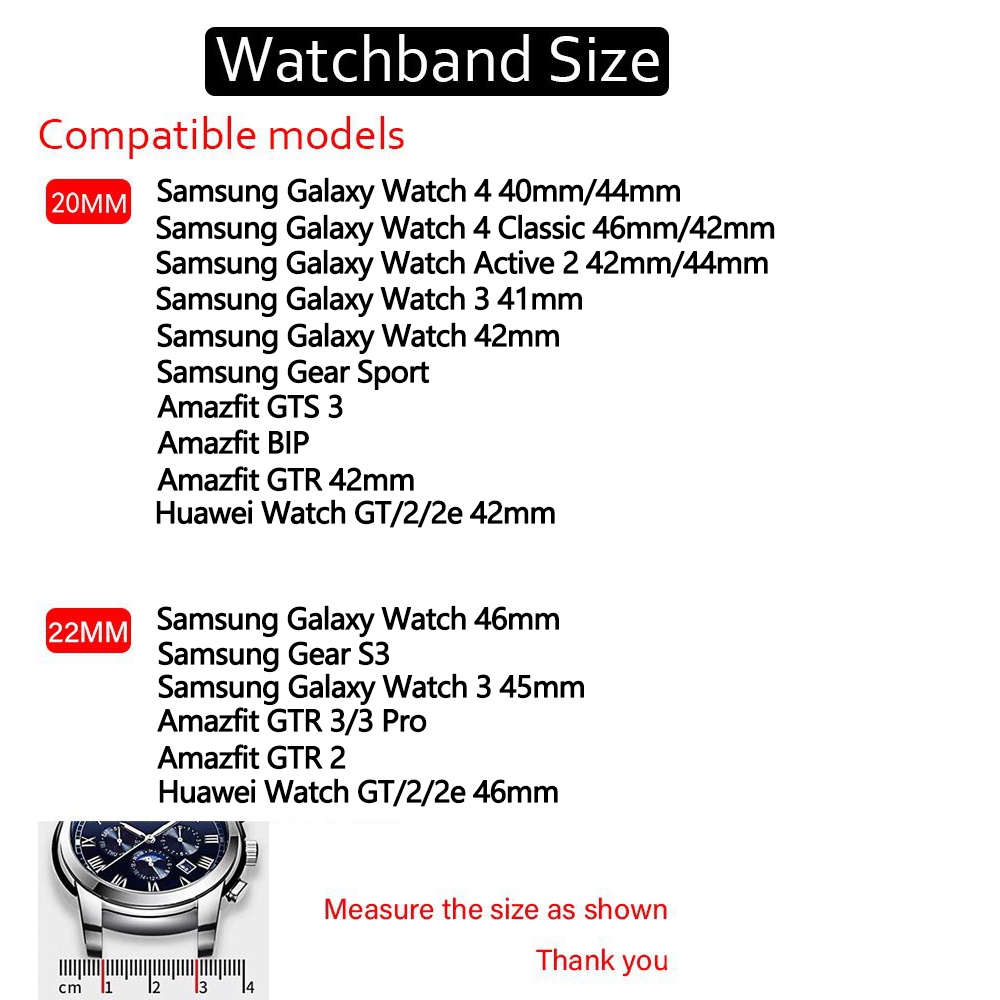 Dây Đeo 22mm 20mm 20mm Cho Samsung Galaxy watch 4 classic 46mm/Active 2 3 Gear S3 amazfit Huawei watch GT 2 3 Pro