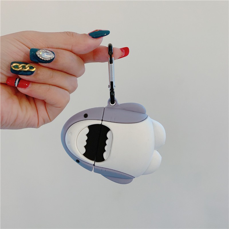 AirPods 1/2/pro Case 3D White Shark Cartoon Soft Silicone Wireless Earphone Cases For Apple Airpods pro Case Cute Cover