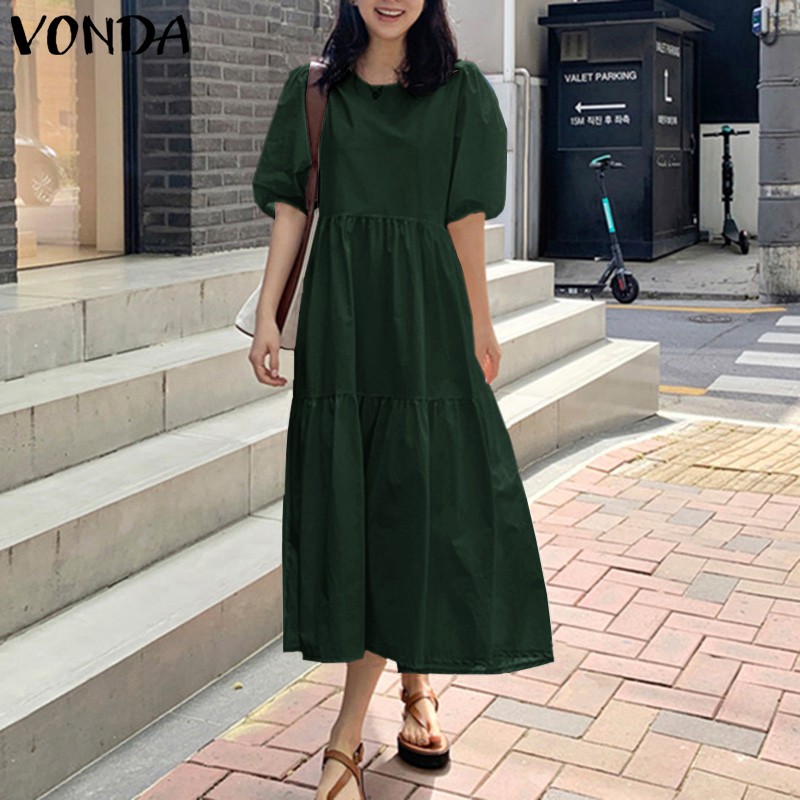 VONDA Đầm suông ngắn tay phong cách retro | BigBuy360 - bigbuy360.vn
