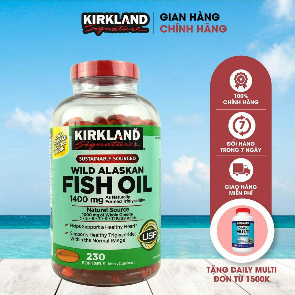 Viên uống bổ sung dinh dưỡng Kirkland Wild Alaskan Fish Oil 1400mg của Mỹ