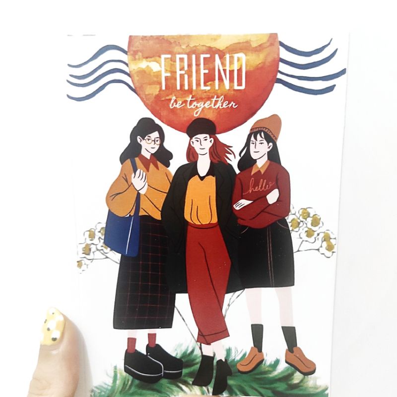 THIỆP dấu sáp hàng thiết kế FRIEND kèm phong thư Kraft kiểu Vintage làm quà tặng, thư mời bạn bè