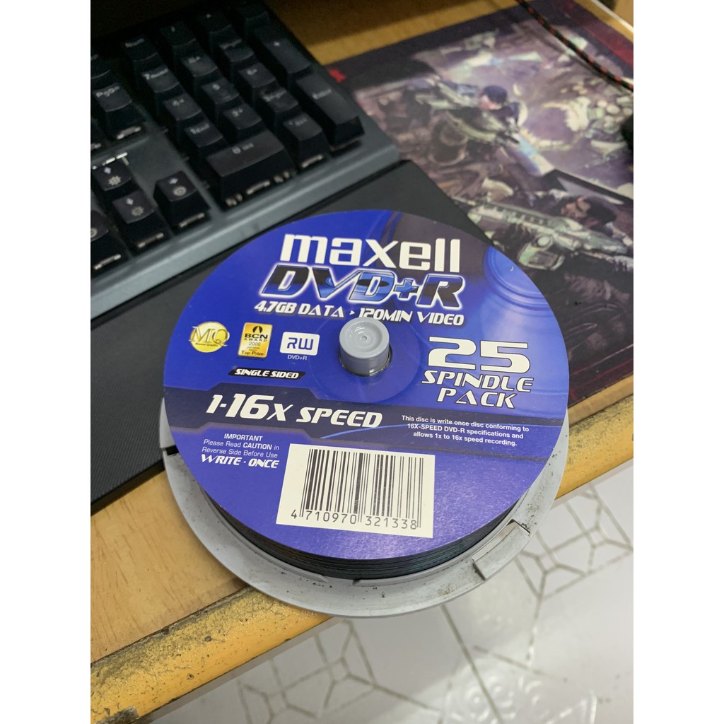Đĩa DVD+R Maxell 16x 120min 4.7Gb Single pack tray