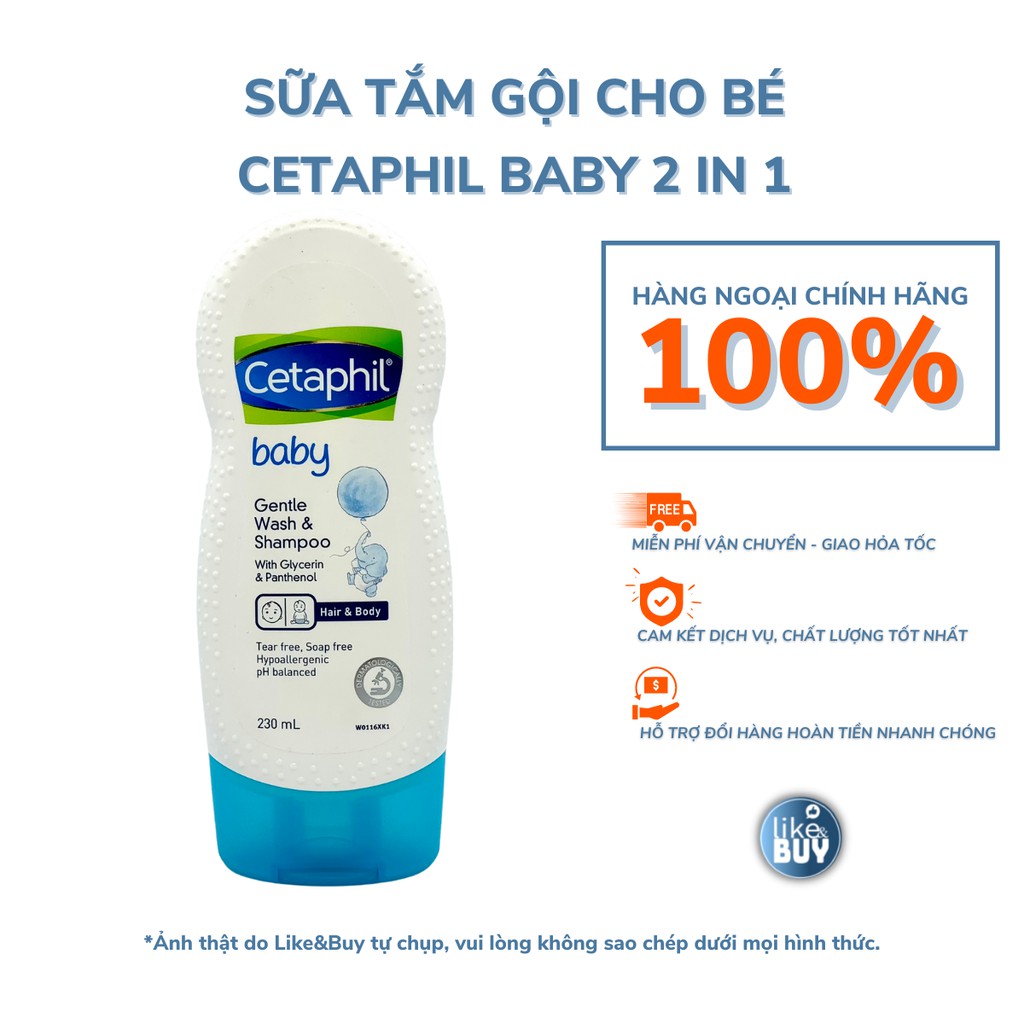 Sữa tắm gội toàn thân cho bé Cetaphil Baby 2in1 dưỡng ẩm da 230ml - hàng ngoại Like&amp;Buy