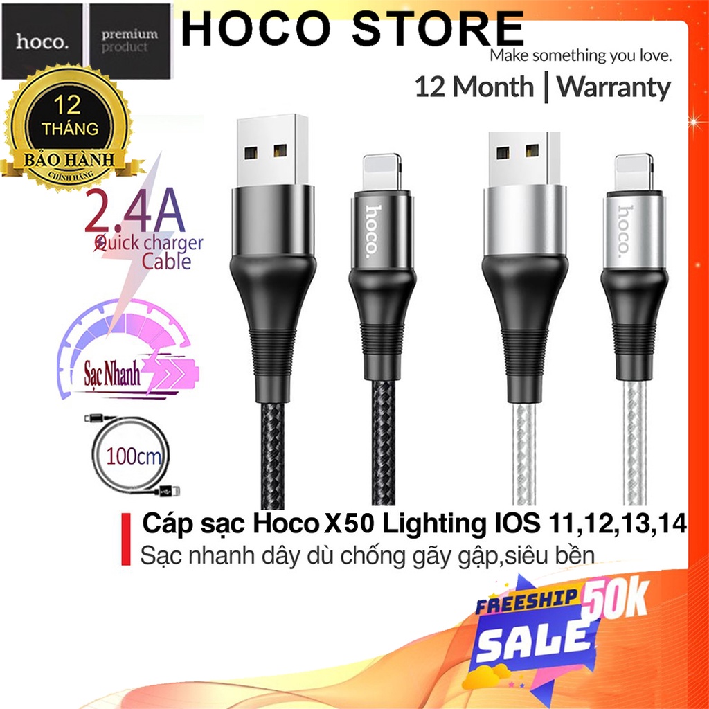 ✅Mới✅Cáp Sạc Nhanh Siêu Bền IP Android Siêu Bền Ho co X50 Type C Micro USB và truyền dữ liệu dài 1m