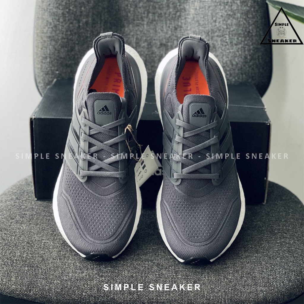 Giày Sneaker Nam Nữ Ultraboost 21 🔴FREESHIP🔴 Adidas Ultraboost 21 Grey Five Orange Chính Hãng - Giày Thể Thao Siêu Êm