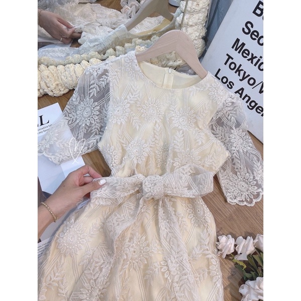 ĐẦM MIDI REN NUDE