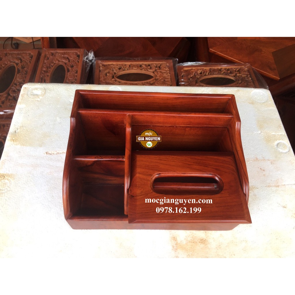 hộp giấy đa năng đựng bút, điều khiển, giấy ăn bằng gỗ để bàn làm việc -HÀNG XUẤT KHẨU