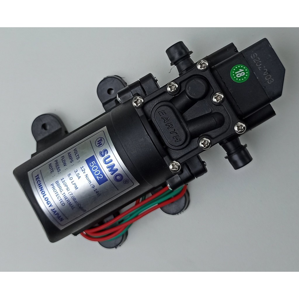 Máy bơm nước mini 12V áp lực cao Lưu lượng nước 3.5L phút Sumo 5002 Sử dụng làm bộ phun sương tưới cây bộ rửa xe mini