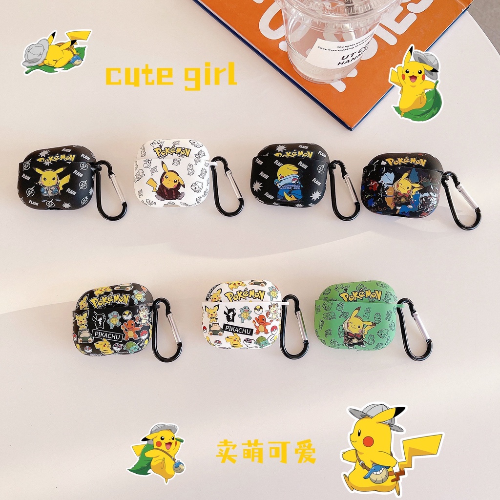 Vỏ Bảo Vệ Hộp Sạc Tai Nghe compatible AirPods Pro/compatible AirPods 3/Pro 2Gen Hình Pikachu