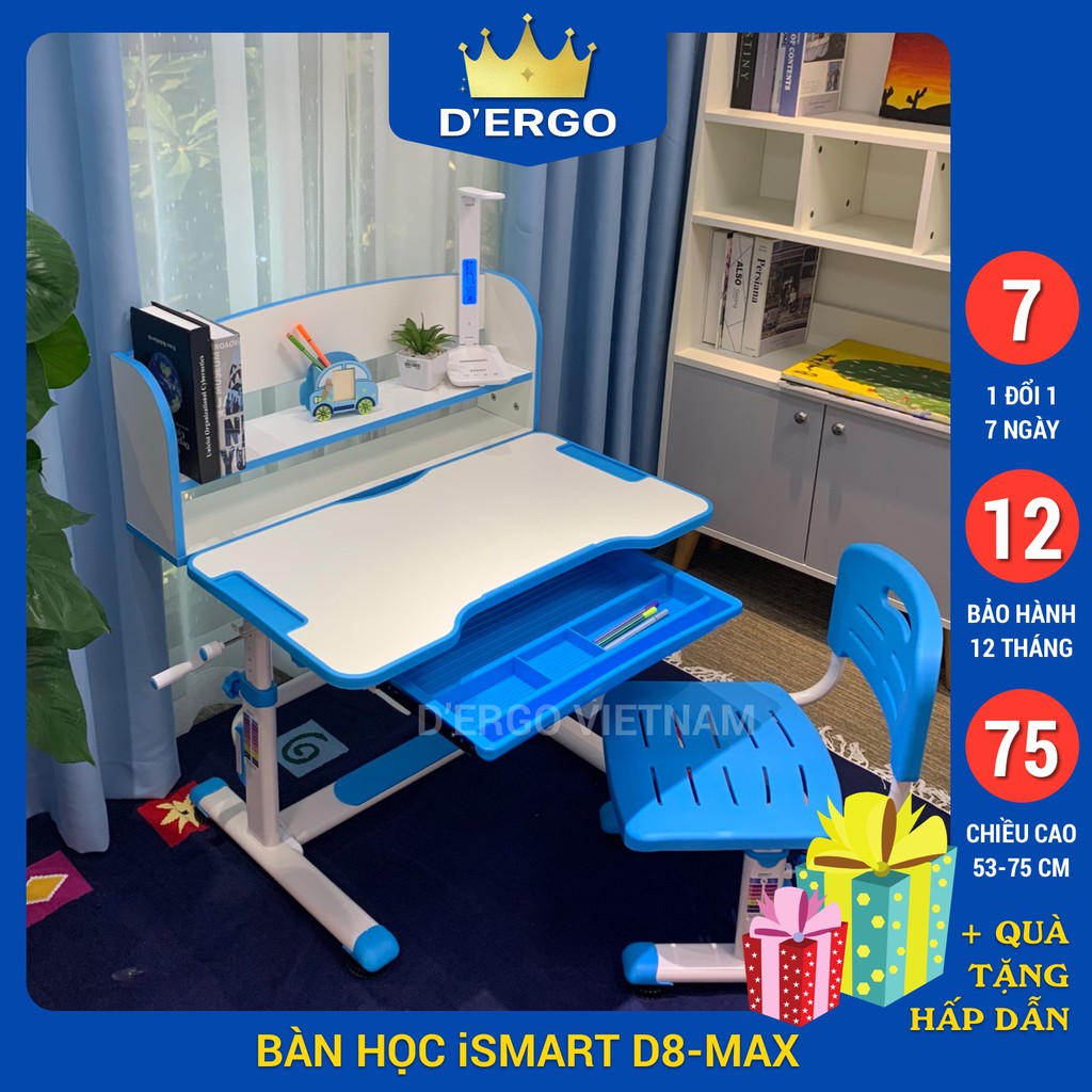 {Chính Hãng D'Ergo} Bộ bàn học chống gù, chống cận iSmart-D8